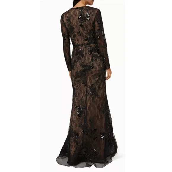 MAC DUGGAL | Floral Embellished Lace Trumpet Dress - Picture 3 of 9